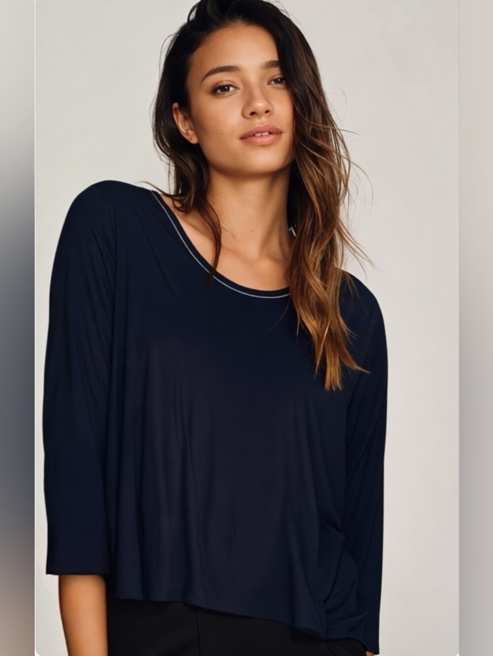 Jennifer Lopez Black 3/4 Sleeve Peplum Top